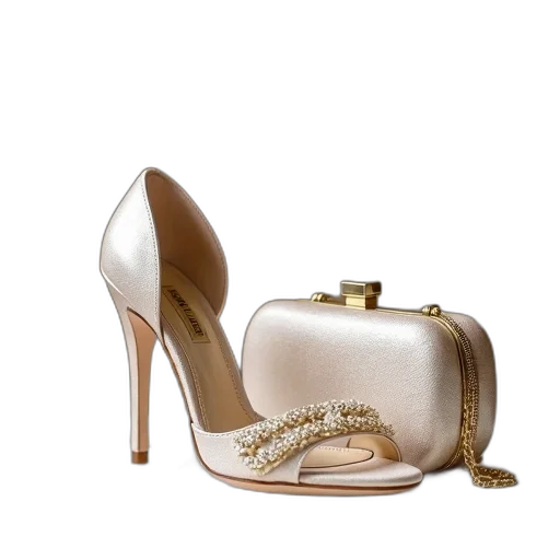 shoes, jewelry, 3d render, golden transparent PNG cut-out