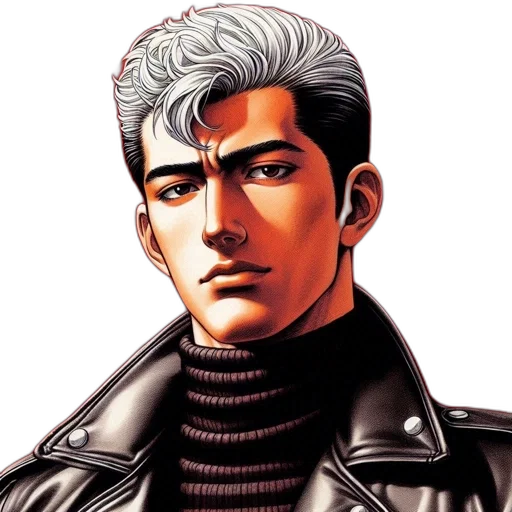 jacket, face, hair, comic book art transparent PNG cut-out