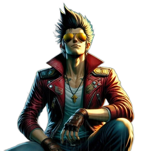 jacket, face, concept art, cyberpunk transparent PNG cut-out