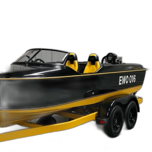 3d render, black, yellow, speedboat transparent PNG cut-out
