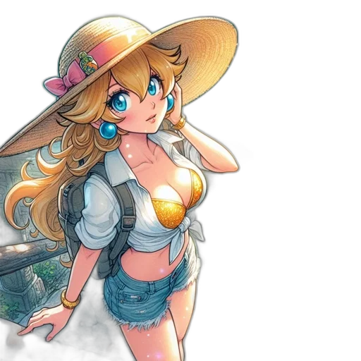 hat, dress, anime, watercolor transparent PNG cut-out