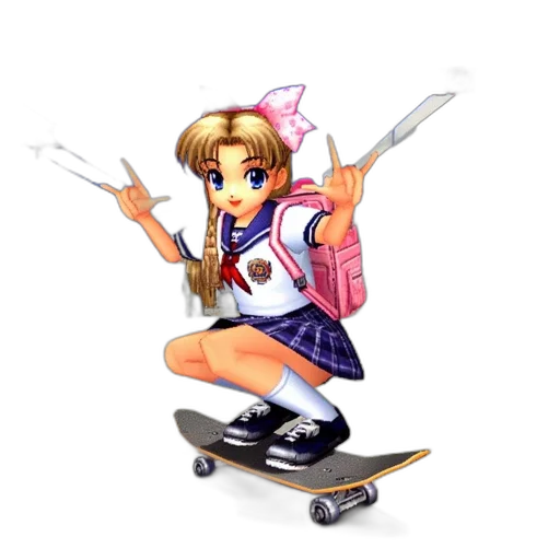 vaporwave, pixel art, anime, concept art transparent PNG cut-out