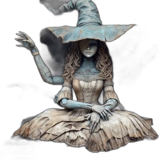 hat, mask, dress, staff transparent PNG cut-out