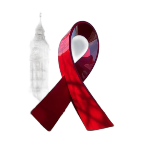 large, red, ribbon, sculpture transparent PNG cut-out