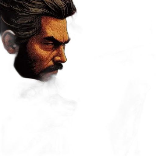 face, concept art, comic book art, photorealistic transparent PNG cut-out
