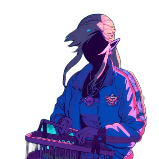 jacket, mask, staff, robot transparent PNG cut-out