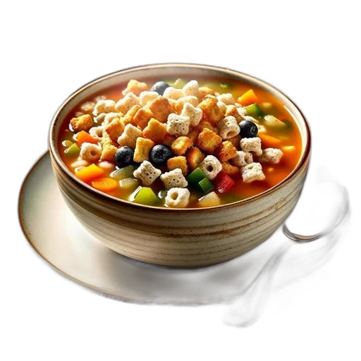 food, photorealistic, 3d render, steaming transparent PNG cut-out