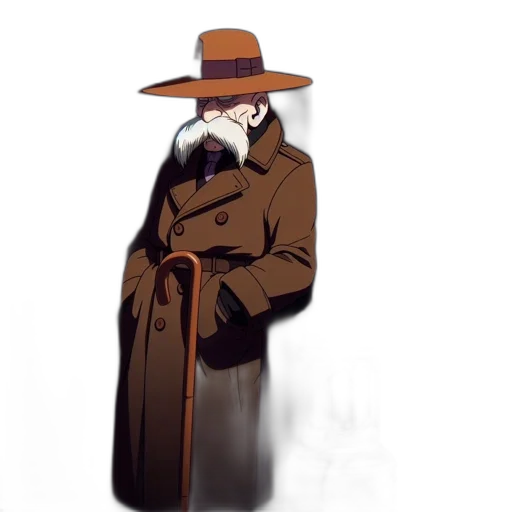 jacket, hat, staff, mask transparent PNG cut-out
