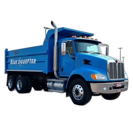 photorealistic, blue, dump, truck transparent PNG cut-out