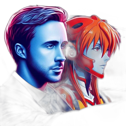 face, anime, photorealistic, watercolor transparent PNG cut-out