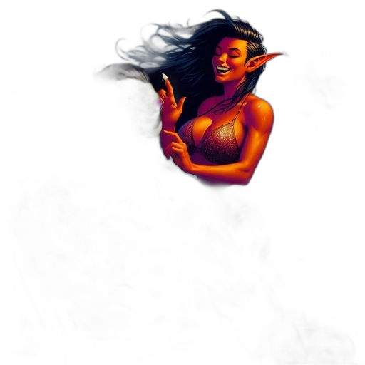 hair, dragon, face, staff transparent PNG cut-out