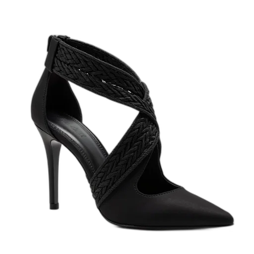 shoes, black, high-heeled, sandal transparent PNG cut-out