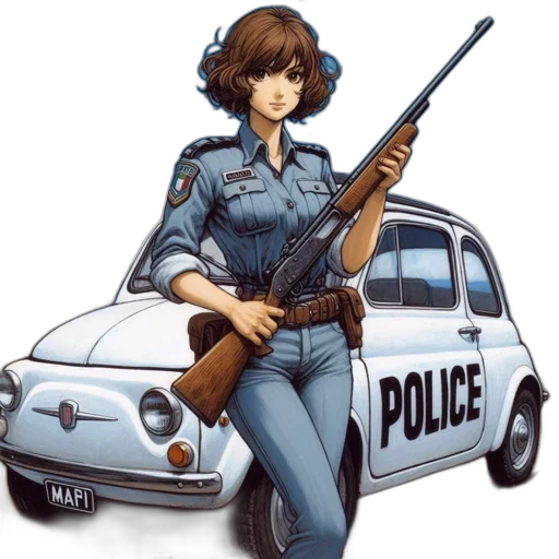 weapon, car, staff, jacket transparent PNG cut-out
