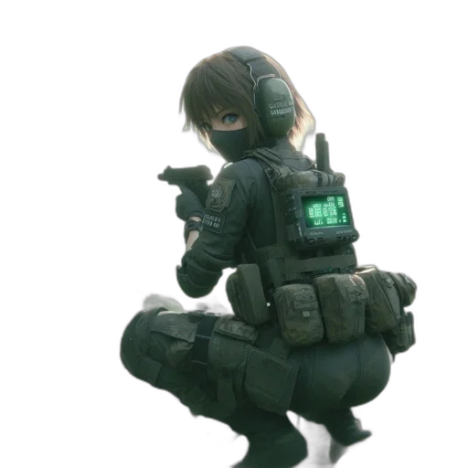 jacket, weapon, robot, staff transparent PNG cut-out