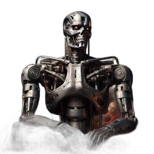 robot, concept art, 3d render, cyberpunk transparent PNG cut-out