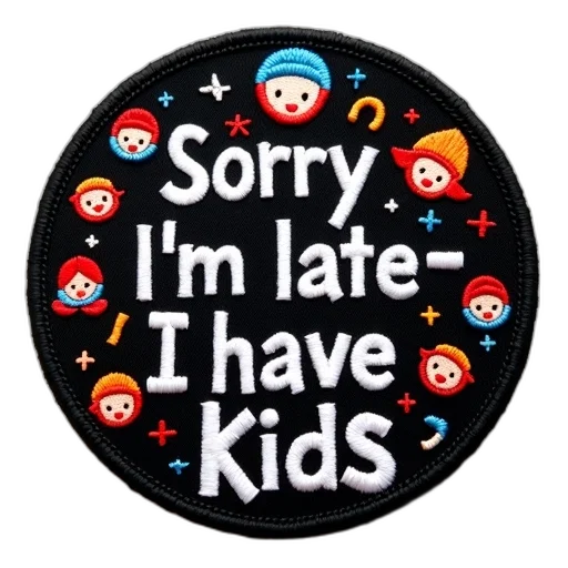 circular, embroidered, patch, black transparent PNG cut-out