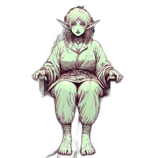 creature, dress, staff, face transparent PNG cut-out