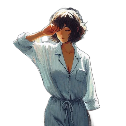 dress, jacket, hat, staff transparent PNG cut-out