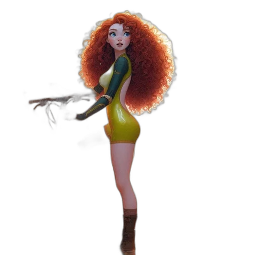 staff, dress, hair, concept art transparent PNG cut-out