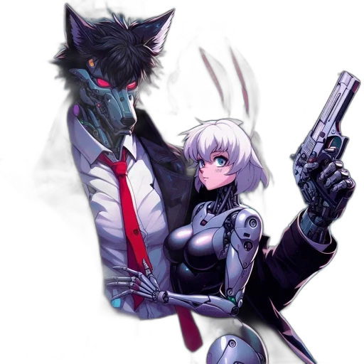 weapon, staff, robot, cyberpunk transparent PNG cut-out