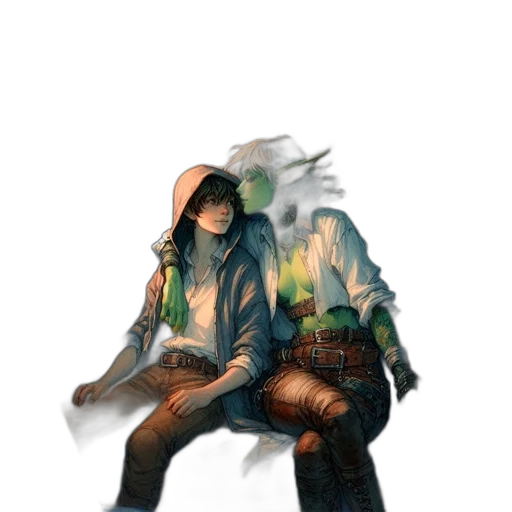 jacket, weapon, staff, creature transparent PNG cut-out