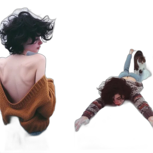 hair, creature, jacket, concept art transparent PNG cut-out