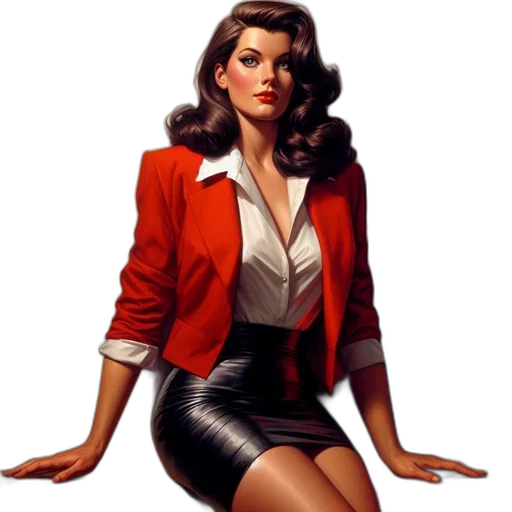 jacket, dress, staff, comic book art transparent PNG cut-out