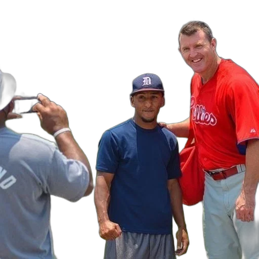 man, red, jersey, posing transparent PNG cut-out