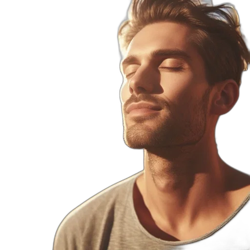 face, hair, jacket, photorealistic transparent PNG cut-out