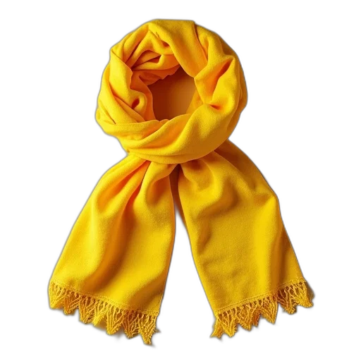 golden, yellow, scarf, lacy transparent PNG cut-out