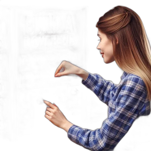 face, hair, staff, photorealistic transparent PNG cut-out