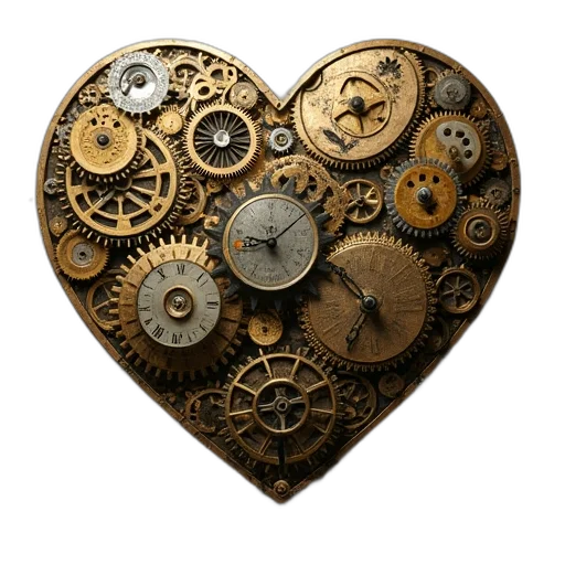 jewelry, heart, made, clock transparent PNG cut-out