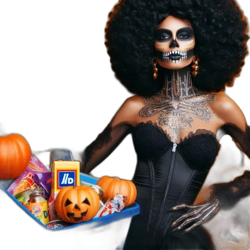 woman, wearing, halloween-themed, costume transparent PNG cut-out