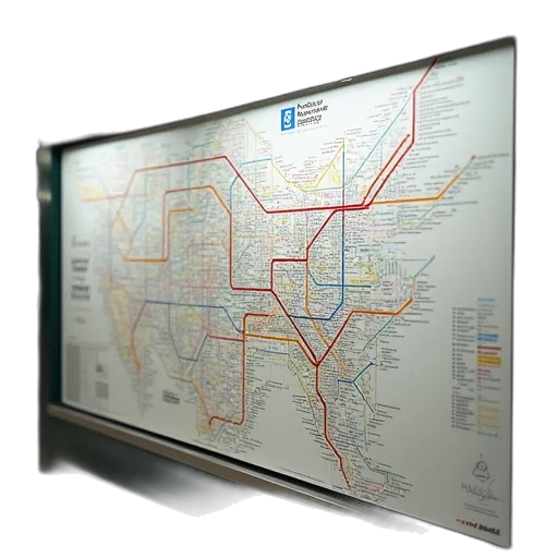 train, map, seen, display transparent PNG cut-out
