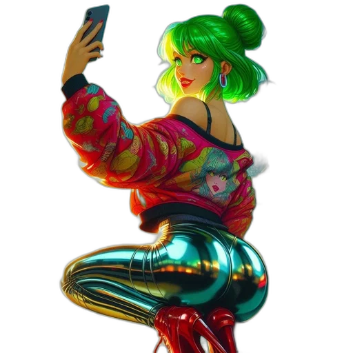 jacket, dress, weapon, cyberpunk transparent PNG cut-out