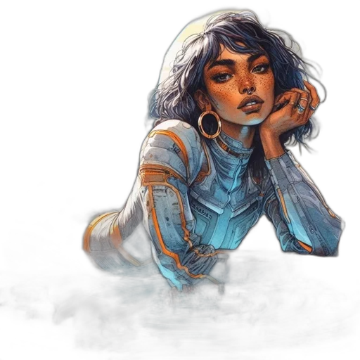concept art, fantasy art, comic book art, watercolor transparent PNG cut-out
