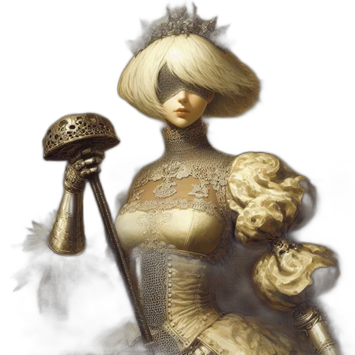 crown, dress, robot, staff transparent PNG cut-out