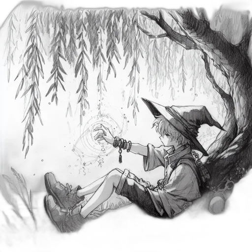sword, staff, hat, concept art transparent PNG cut-out