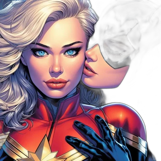 comic book art, two, female, characters transparent PNG cut-out
