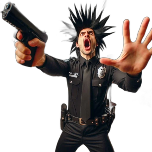 weapon, staff, hair, jacket transparent PNG cut-out
