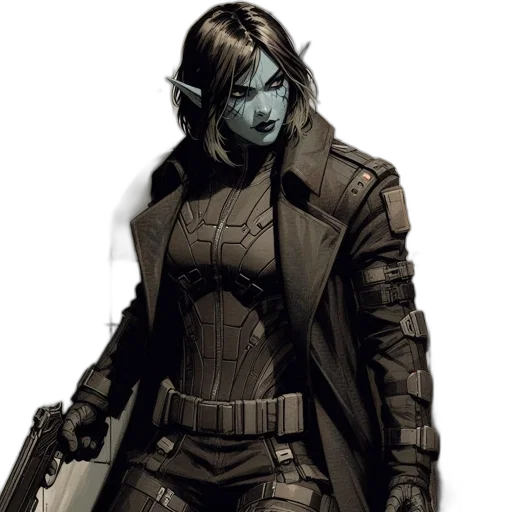 comic book art, concept art, cyberpunk, fantasy art transparent PNG cut-out