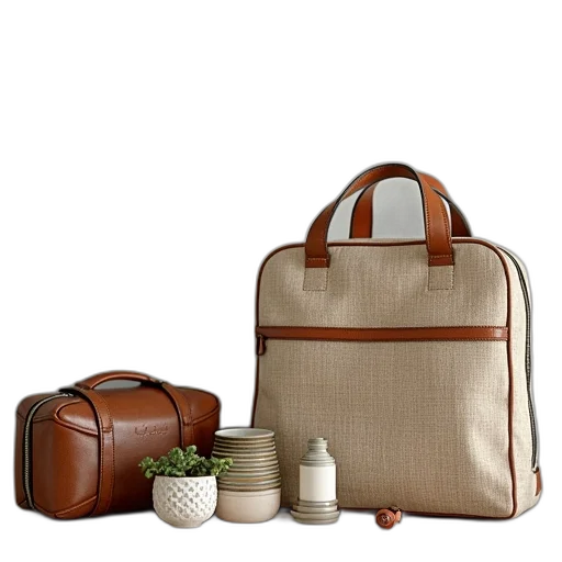 3d render, earth tones, travel, essentials transparent PNG cut-out