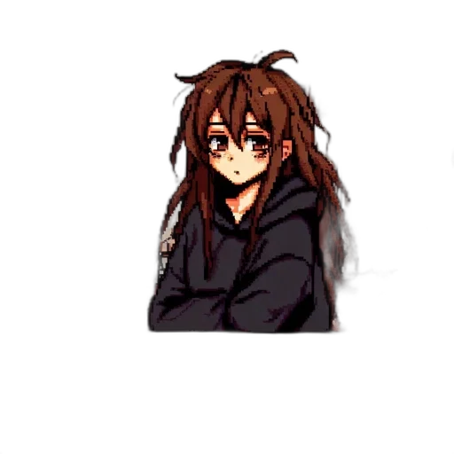 hair, jacket, staff, creature transparent PNG cut-out