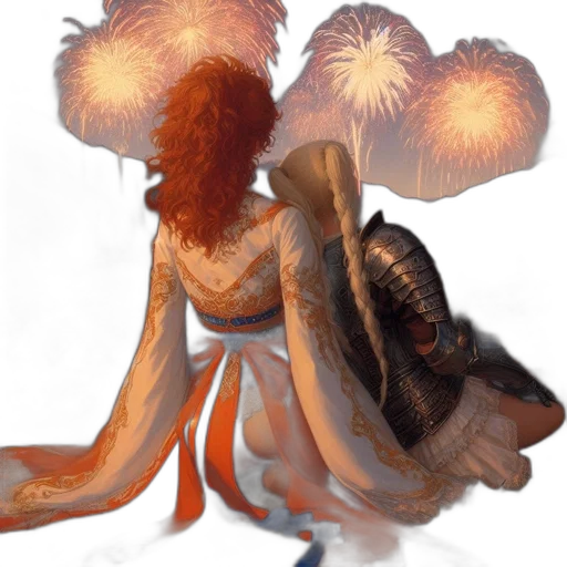 hair, creature, crown, staff transparent PNG cut-out