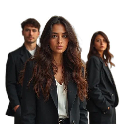 jacket, staff, hair, face transparent PNG cut-out