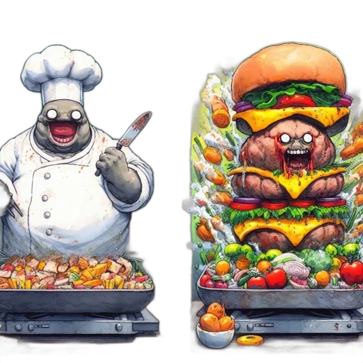 food, concept art, pixel art, one transparent PNG cut-out