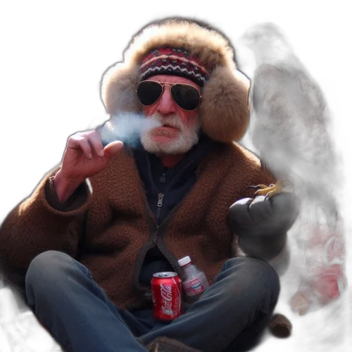 jacket, hat, staff, animal transparent PNG cut-out