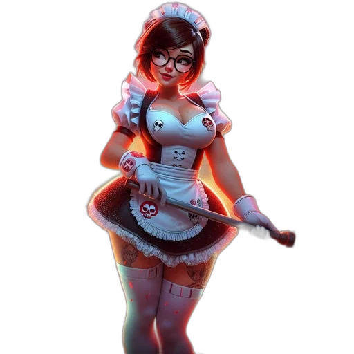 dress, staff, weapon, robot transparent PNG cut-out