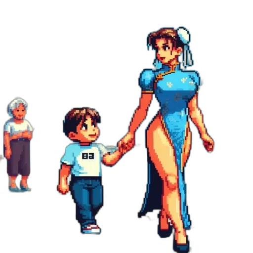 dress, robot, pixel art, concept art transparent PNG cut-out