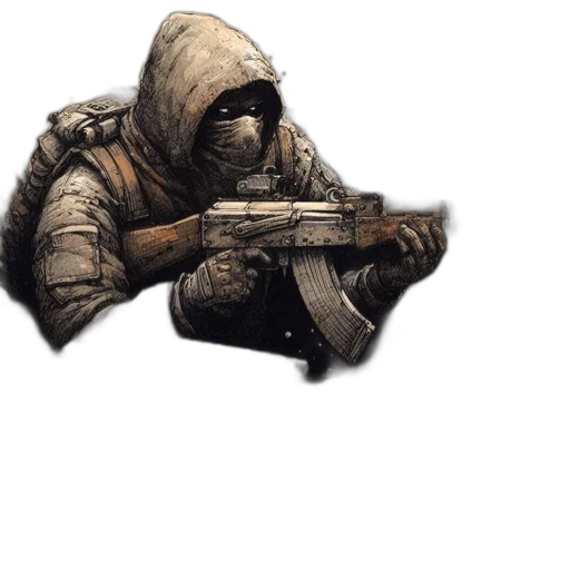weapon, jacket, mask, face transparent PNG cut-out